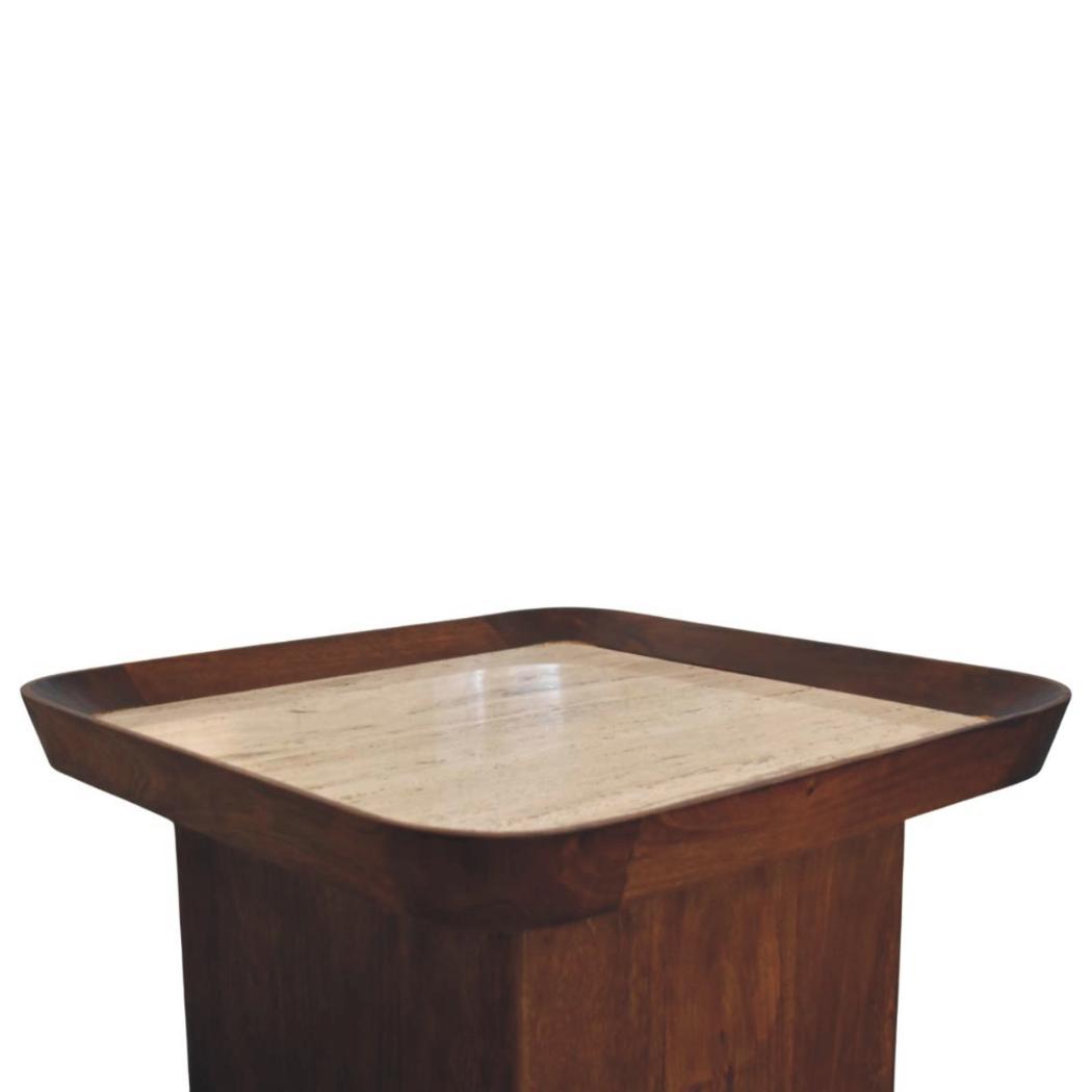 Travertine-Top Tray Coffee Table | Stone Living Room Centrepiece