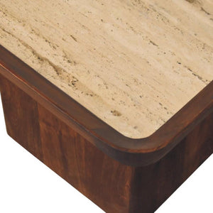 Travertine-Top Tray Coffee Table | Stone Living Room Centrepiece