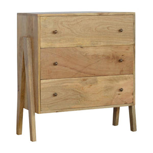 Trestle Mango Wood Chest of Drawers | 3 Drawers | Oak Finish