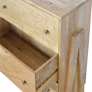 Trestle Mango Wood Chest of Drawers | 3 Drawers | Oak Finish