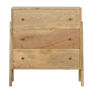 Trestle Mango Wood Chest of Drawers | 3 Drawers | Oak Finish