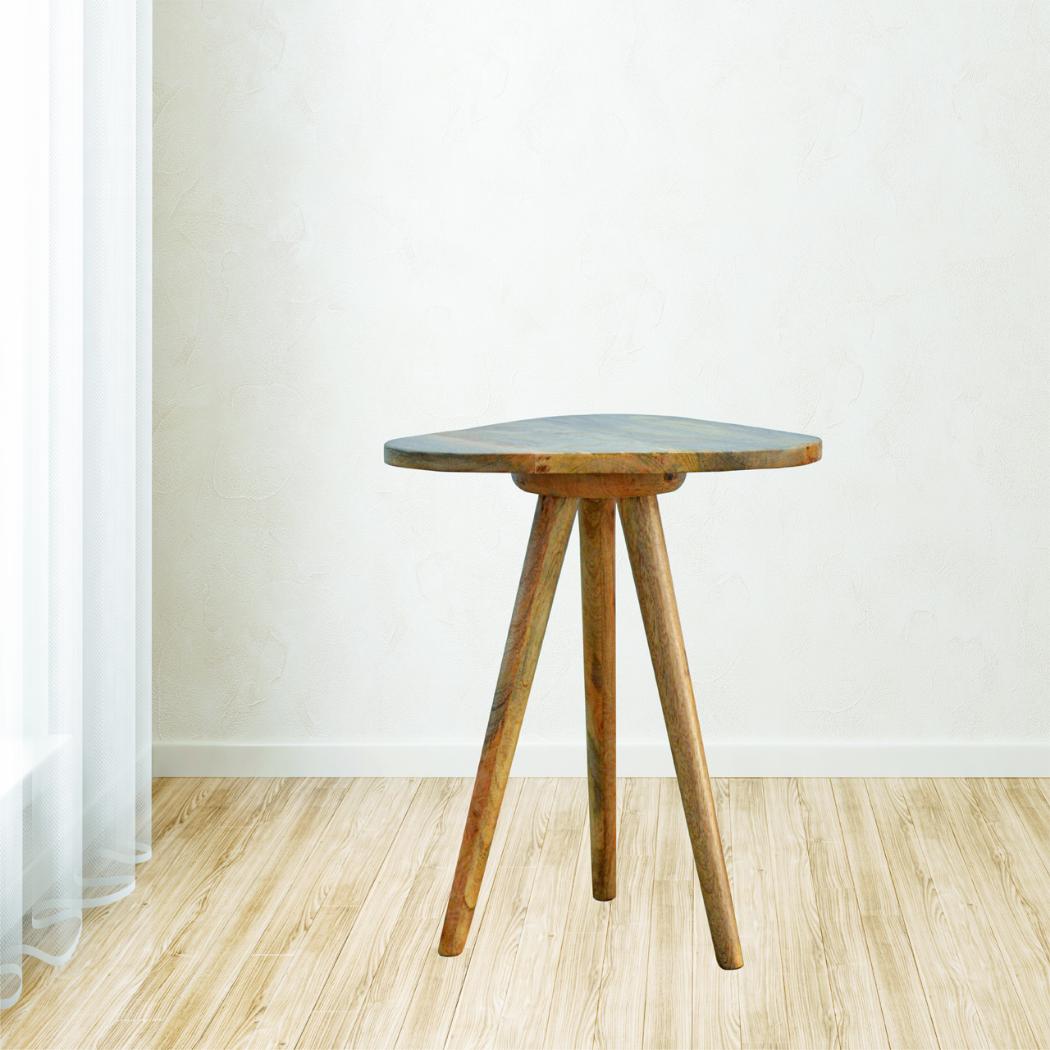 Triangular Tripod Accent Stool | Three-Leg Design | Compact Side Seating