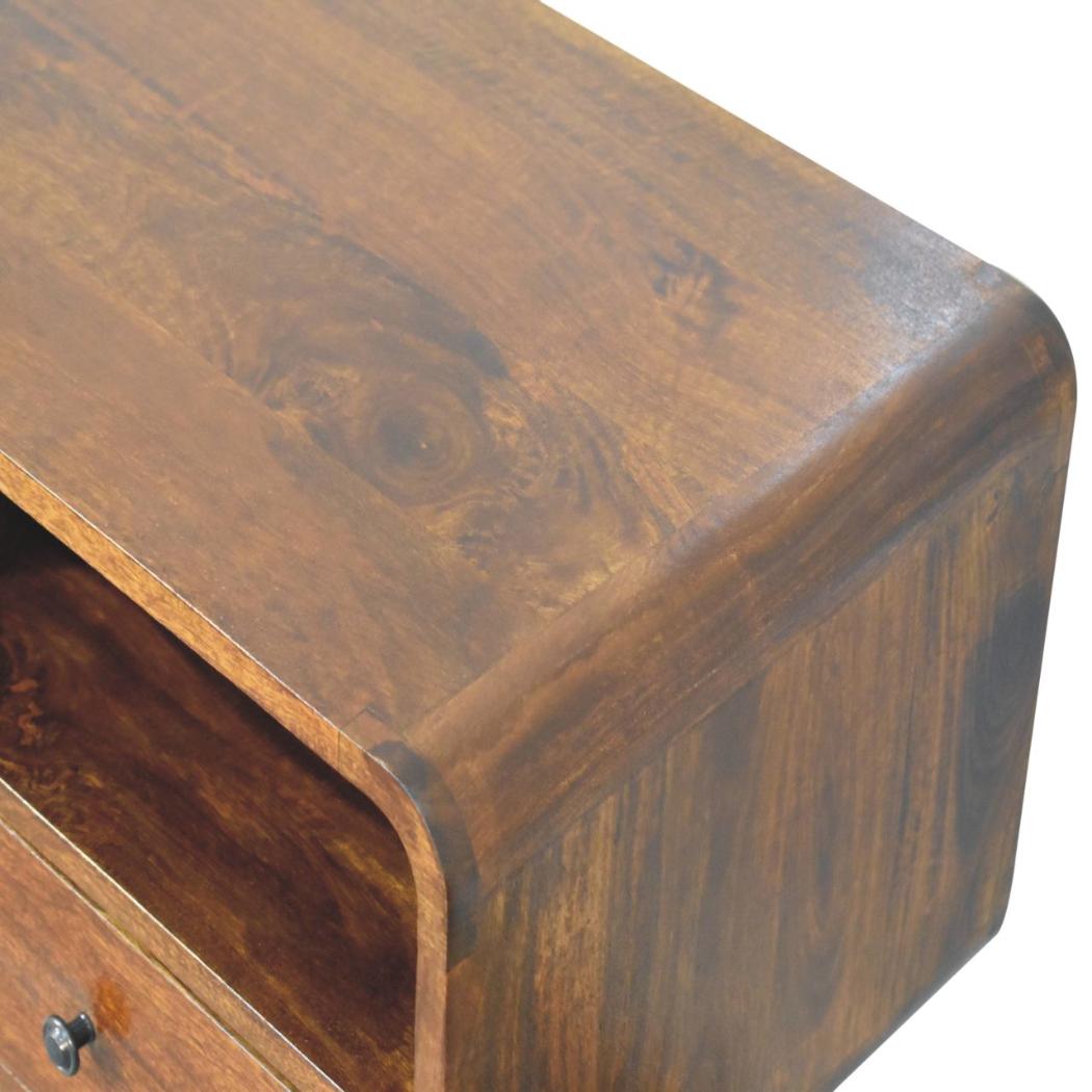 Triple Curved Console Table | Chestnut Finish | Sculptural Hallway Storage