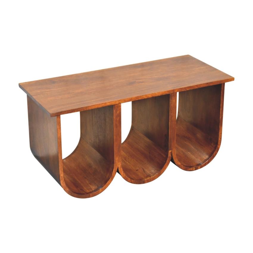 Triple Open Style Coffee Table | Solid Mango Wood | Living Room Storage