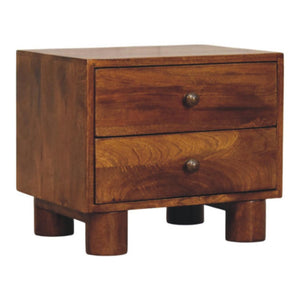 Tula Bedside Table | Solid Mango Wood | Chestnut Finish | 2 Drawers