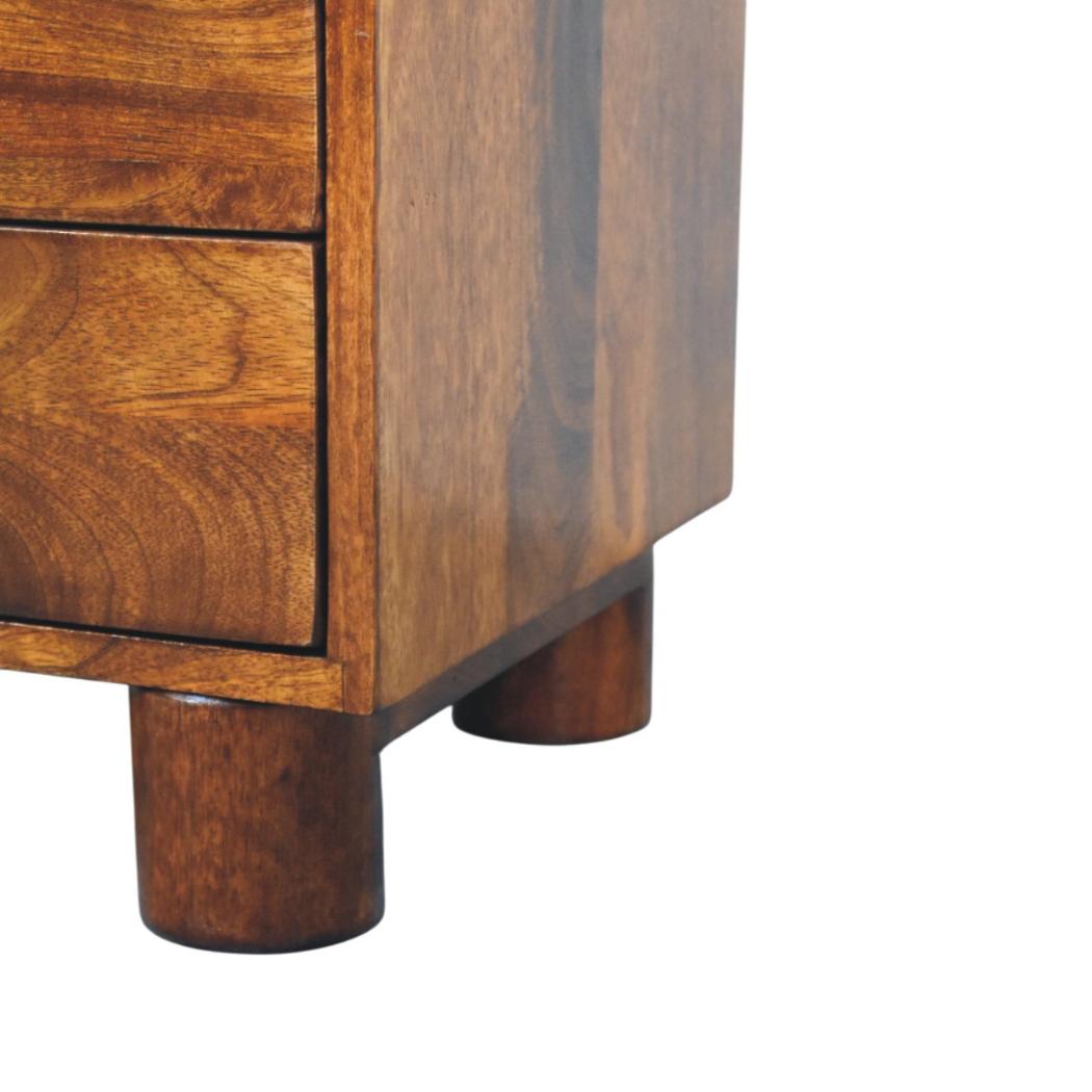 Tula Bedside Table | Solid Mango Wood | Chestnut Finish | 2 Drawers