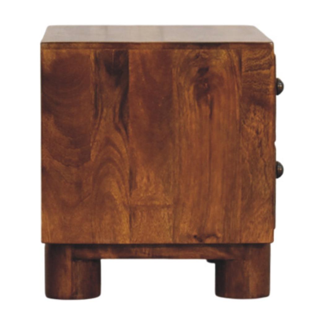 Tula Bedside Table | Solid Mango Wood | Chestnut Finish | 2 Drawers