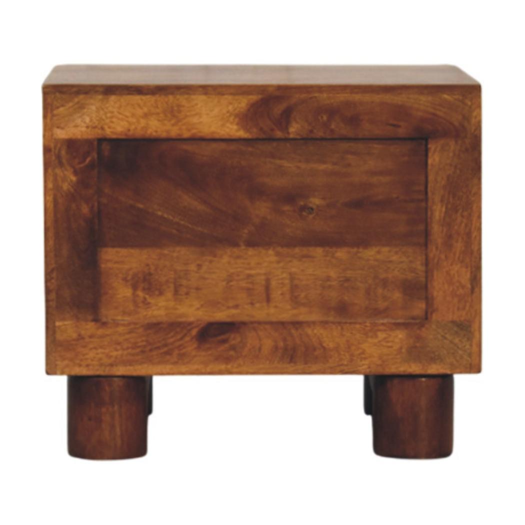 Tula Bedside Table | Solid Mango Wood | Chestnut Finish | 2 Drawers