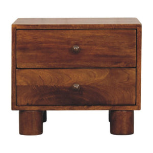 Tula Bedside Table | Solid Mango Wood | Chestnut Finish | 2 Drawers