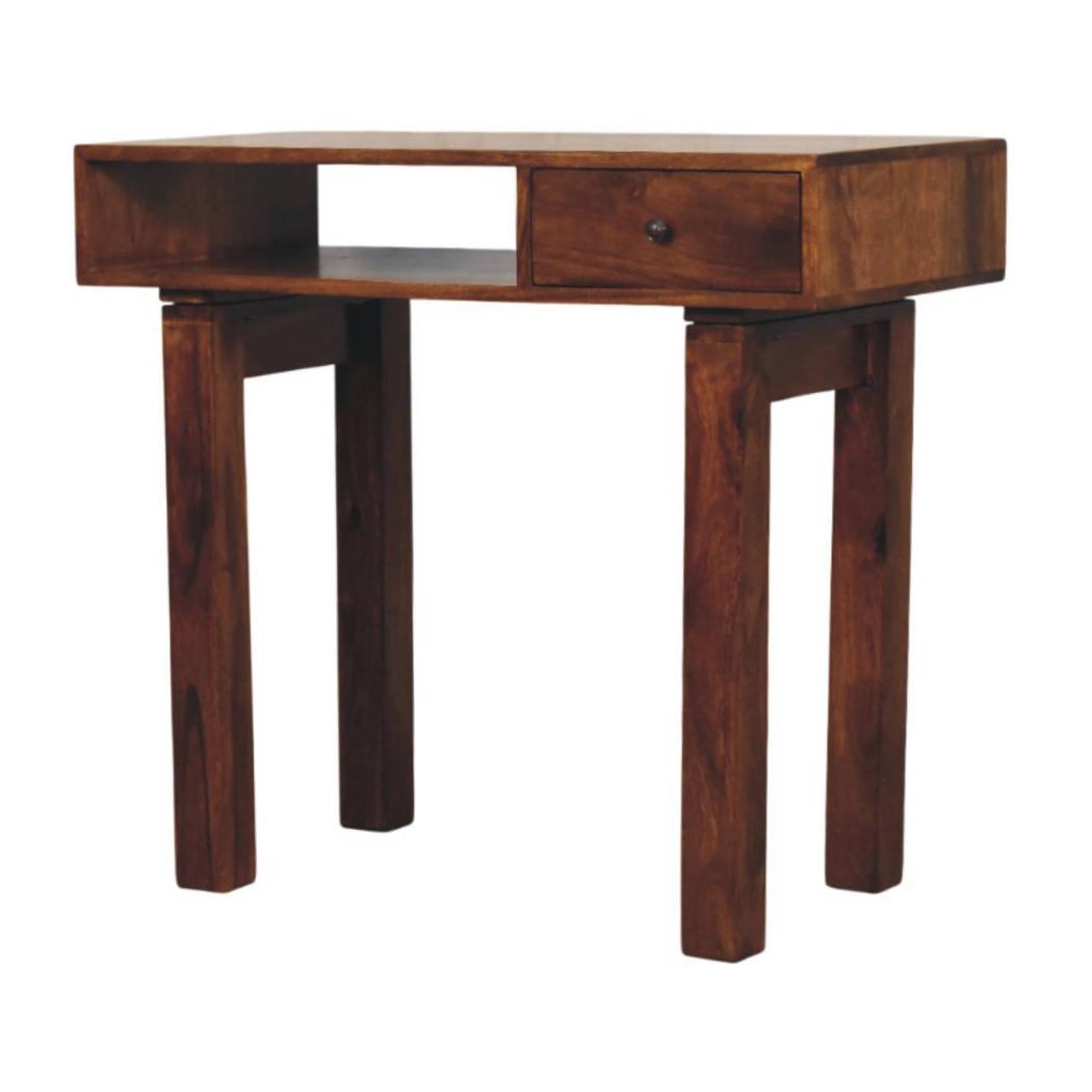 Tula Writing Desk | Solid Mango Wood | Chestnut Finish | 1 Drawer