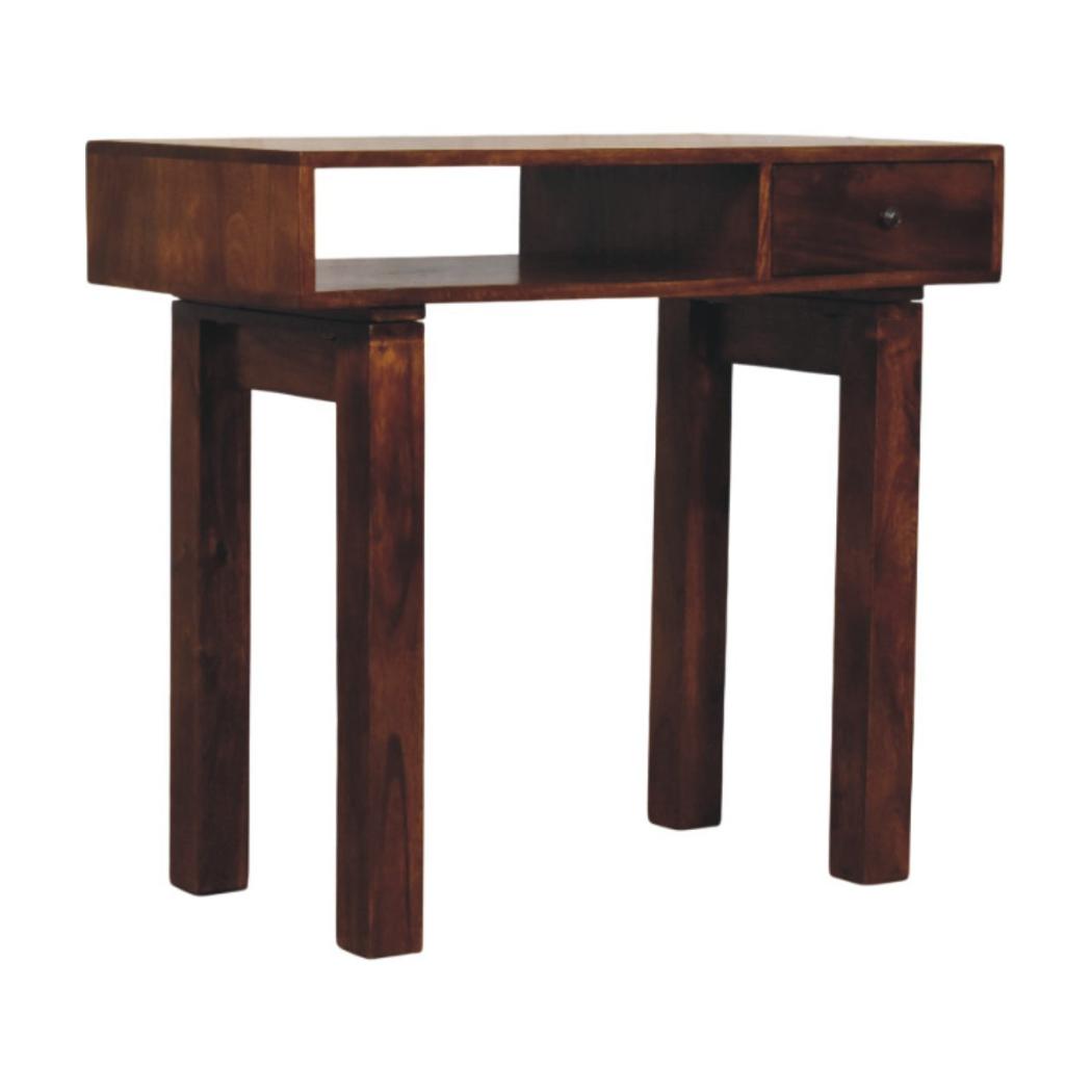 Tula Writing Desk | Solid Mango Wood | Chestnut Finish | 1 Drawer