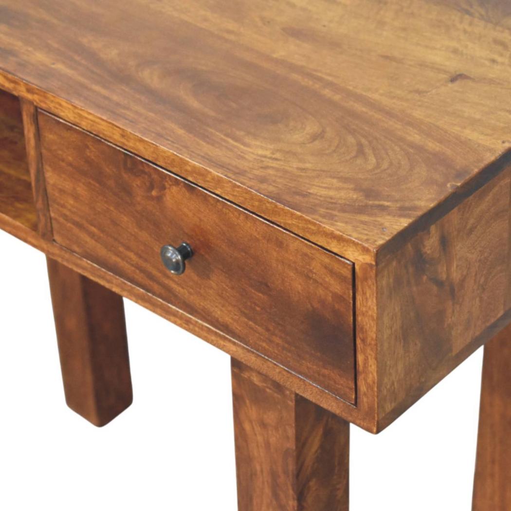 Tula Writing Desk | Solid Mango Wood | Chestnut Finish | 1 Drawer