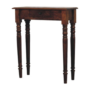 Turned-Leg Console Table | Solid Mango Wood | Chestnut Finish | 1 Drawer