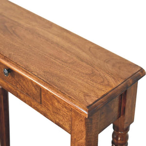 Turned-Leg Console Table | Solid Mango Wood | Chestnut Finish | 1 Drawer
