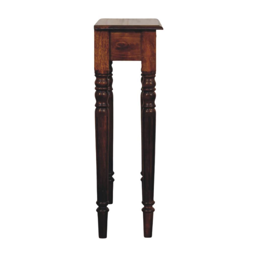 Turned-Leg Console Table | Solid Mango Wood | Chestnut Finish | 1 Drawer