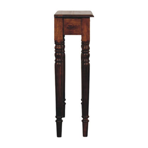 Turned-Leg Console Table | Solid Mango Wood | Chestnut Finish | 1 Drawer