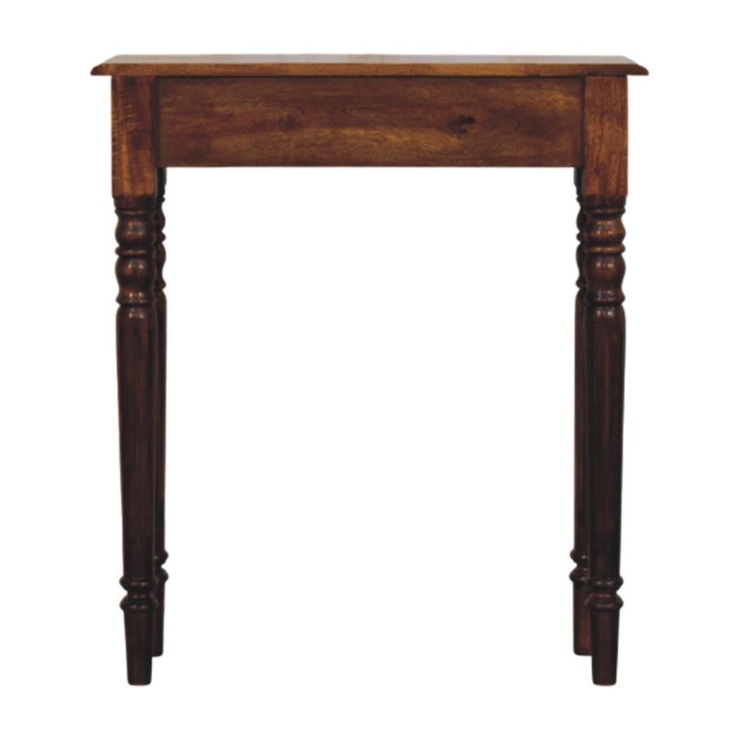 Turned-Leg Console Table | Solid Mango Wood | Chestnut Finish | 1 Drawer