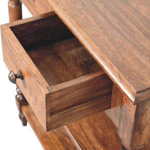 Turned-Leg Side Table with Shelves | Classic Multi-Level Storage