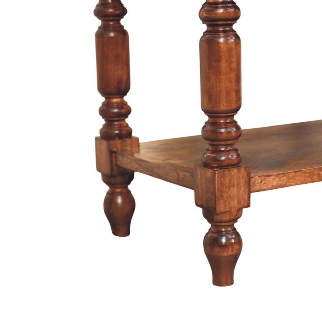 Turned-Leg Side Table with Shelves | Classic Multi-Level Storage