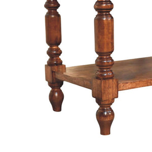 Turned-Leg Side Table with Shelves | Classic Multi-Level Storage