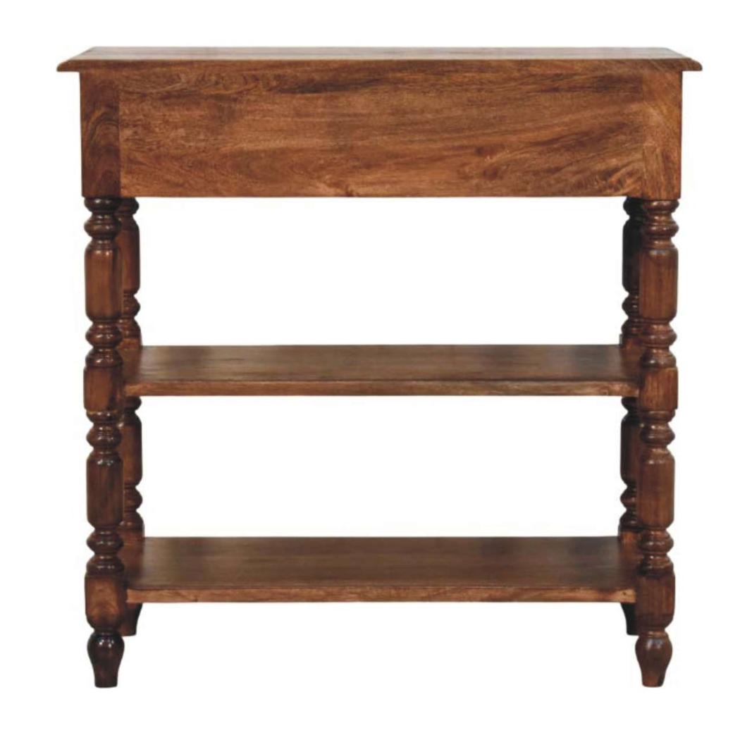 Turned-Leg Side Table with Shelves | Classic Multi-Level Storage