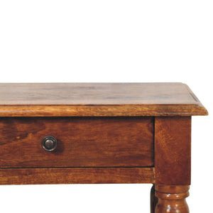 Turned Legs Chestnut Side Table | 1 Drawer Storage | Classic Timber Accent Table