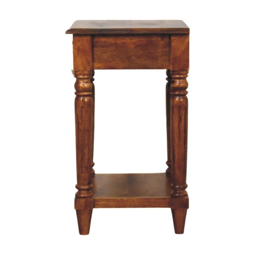 Turned Legs Chestnut Side Table | 1 Drawer Storage | Classic Timber Accent Table