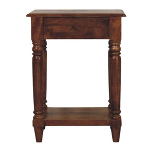 Turned Legs Chestnut Side Table | 1 Drawer Storage | Classic Timber Accent Table