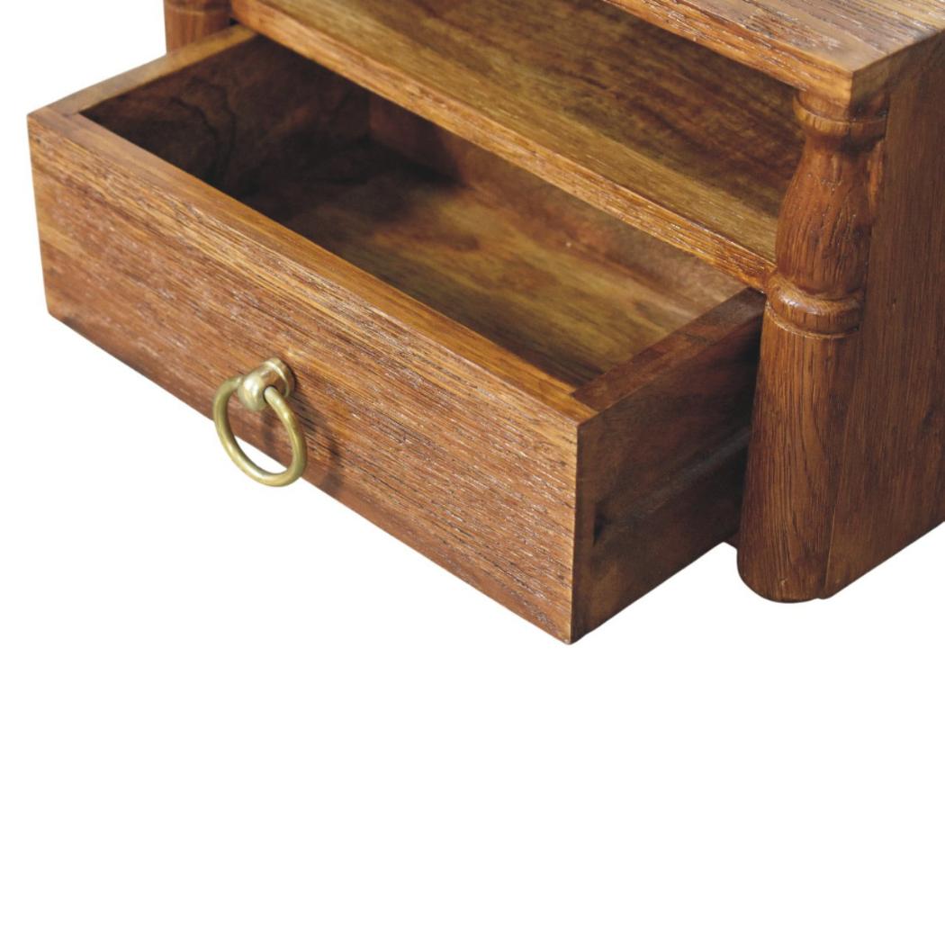 Turned Pillar Wall Nightstand | Sculptural Detail | Space-Saving Bedroom Furniture