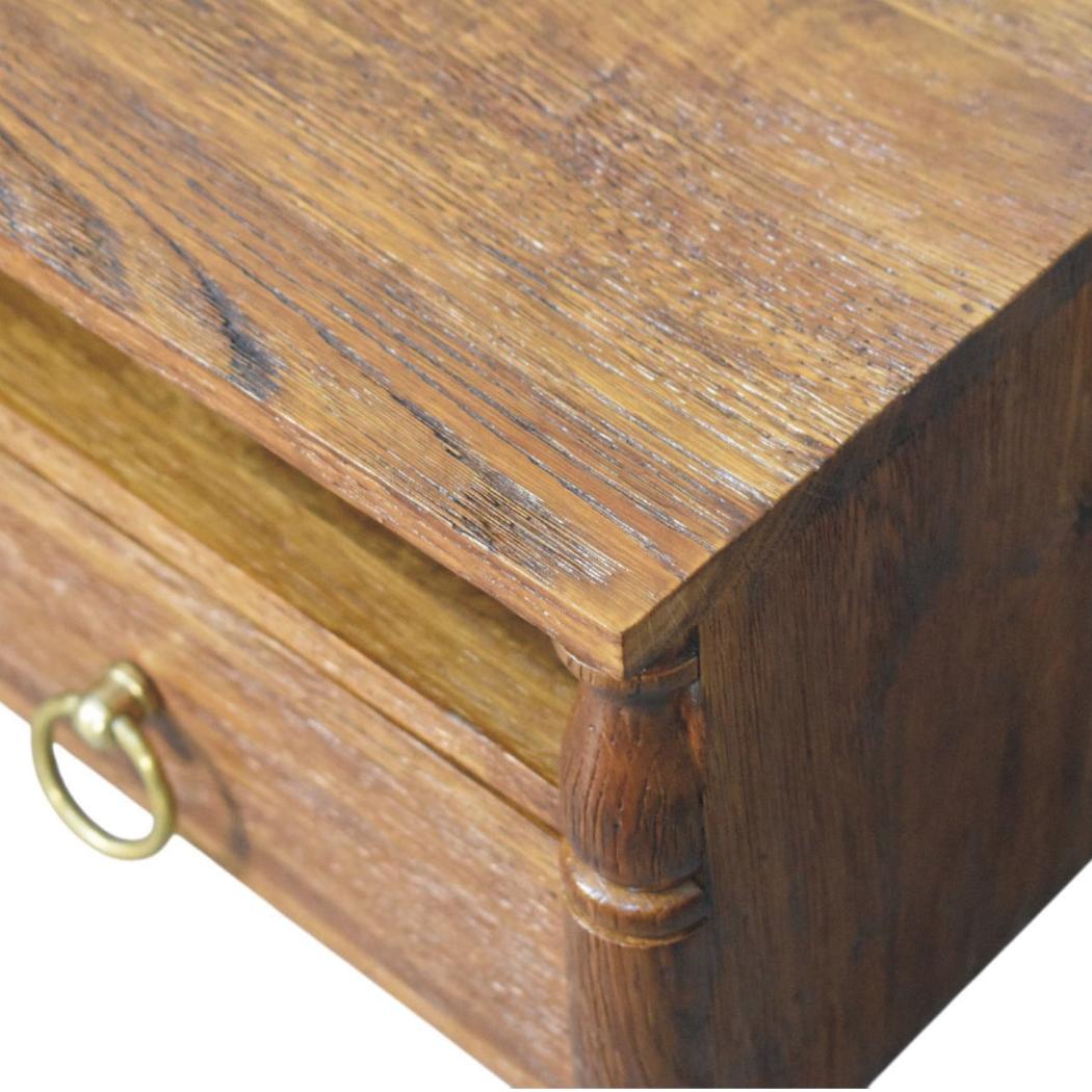 Turned Pillar Wall Nightstand | Sculptural Detail | Space-Saving Bedroom Furniture