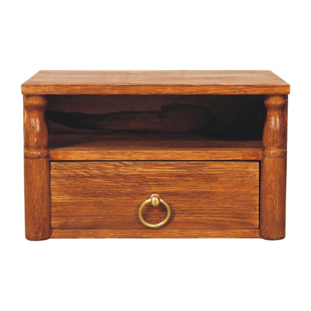 Turned Pillar Wall Nightstand | Sculptural Detail | Space-Saving Bedroom Furniture