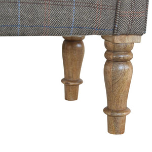 Tweed Bedroom Bench | Solid Mango Wood | Oak Finish | Upholstered Hallway Bench