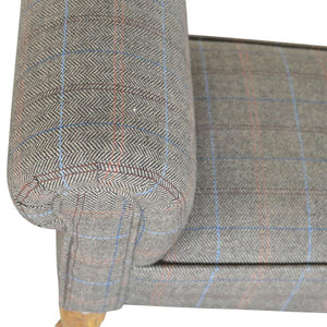 Tweed Bedroom Bench | Solid Mango Wood | Oak Finish | Upholstered Hallway Bench