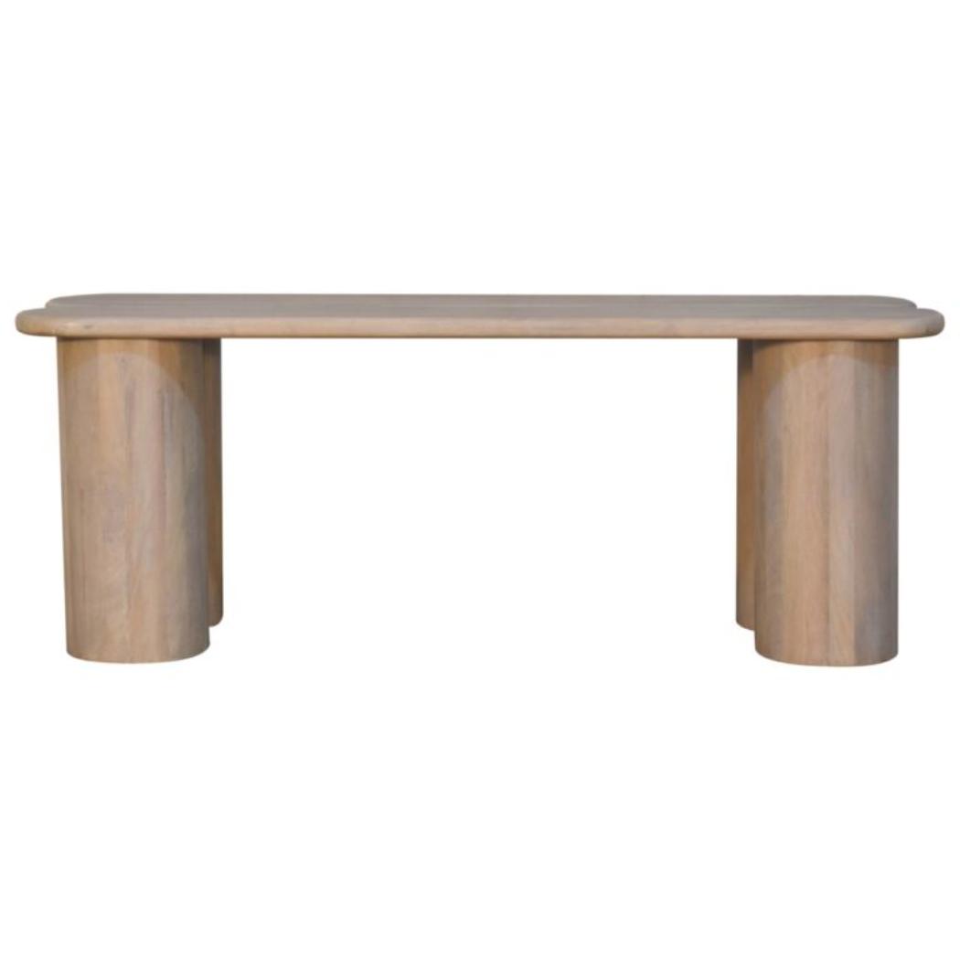 Twin Plank Bench | Solid Mango Wood | Marble Finish | Sculptural Wooden Bench