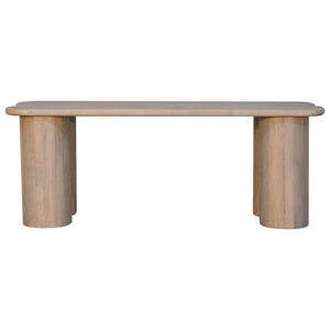 Twin Plank Bench | Solid Mango Wood | Marble Finish | Sculptural Wooden Bench