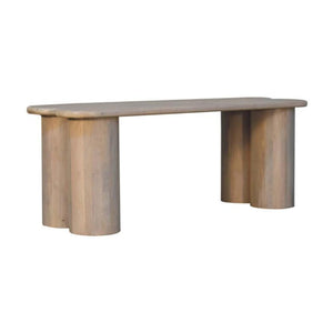 Twin Plank Bench | Solid Mango Wood | Marble Finish | Sculptural Wooden Bench