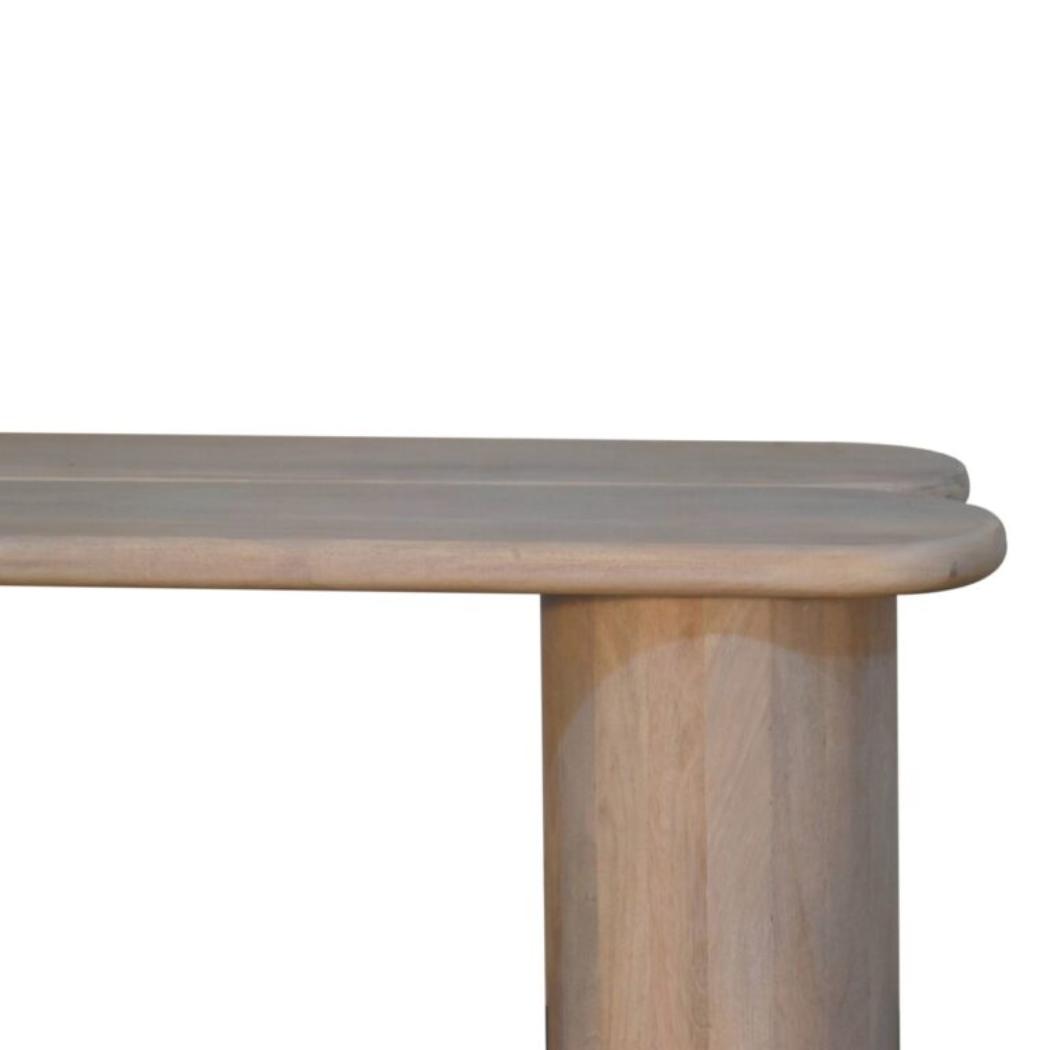 Twin Plank Bench | Solid Mango Wood | Marble Finish | Sculptural Wooden Bench