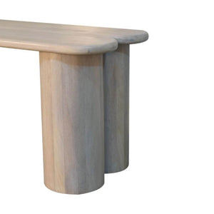 Twin Plank Bench | Solid Mango Wood | Marble Finish | Sculptural Wooden Bench