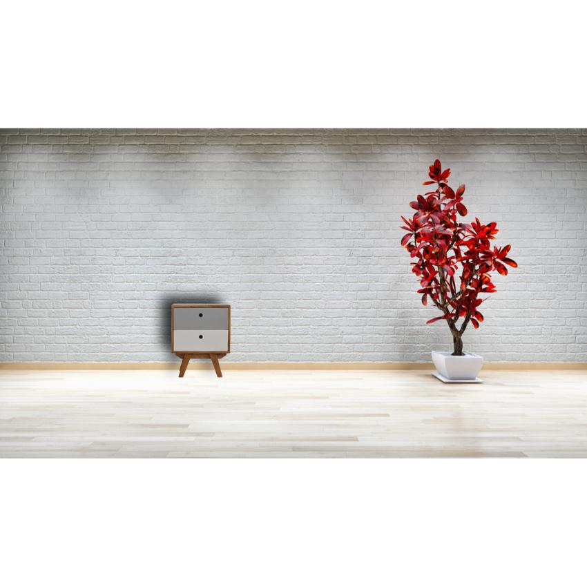 Two-Tone Grey Bedside Table | 2 Drawers | Solid Mango Wood
