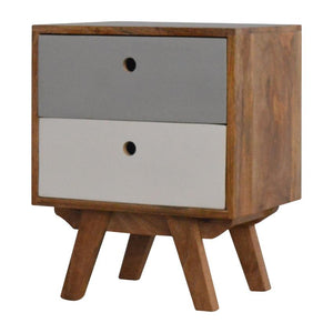 Two-Tone Grey Bedside Table | 2 Drawers | Solid Mango Wood