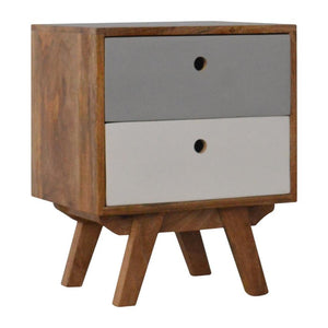 Two-Tone Grey Bedside Table | 2 Drawers | Solid Mango Wood