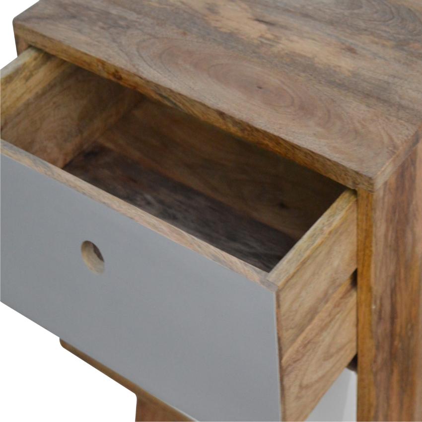 Two-Tone Grey Bedside Table | 2 Drawers | Solid Mango Wood