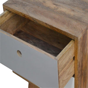 Two-Tone Grey Bedside Table | 2 Drawers | Solid Mango Wood