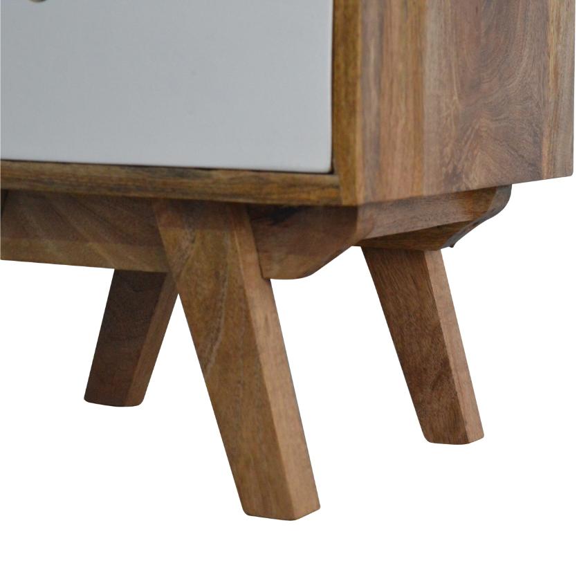 Two-Tone Grey Bedside Table | 2 Drawers | Solid Mango Wood