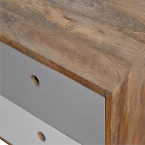 Two-Tone Grey Bedside Table | 2 Drawers | Solid Mango Wood