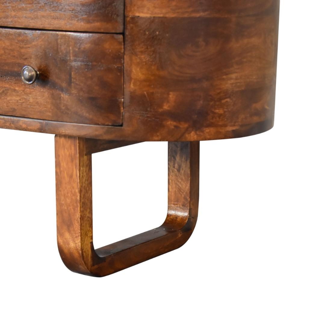 U-Frame Media TV Unit | Solid Mango Wood | Oak Finish | Rounded Storage Design