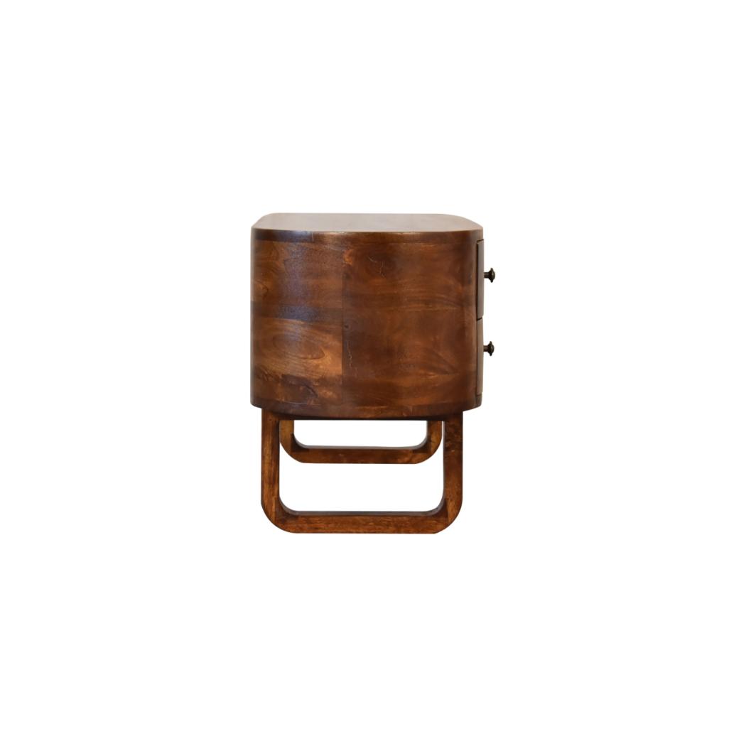 U-Frame Media TV Unit | Solid Mango Wood | Oak Finish | Rounded Storage Design