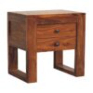 U-Square Bedside Table | Honey Finish | Sculptural Compact Nightstand