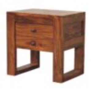 U-Square Bedside Table | Honey Finish | Sculptural Compact Nightstand