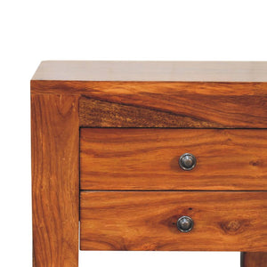 U-Square Bedside Table | Honey Finish | Sculptural Compact Nightstand